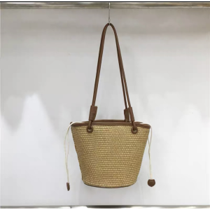 STRAW BAG MINI BROWN